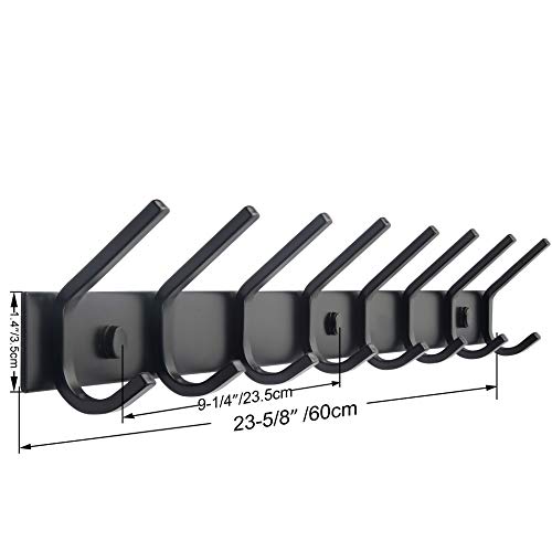 WEBI Coat Rack Wall Mounted,24 Inch 8 Hooks for Hanging Coats,Hook Rack Hook Rail Coat Hanger Wall Mount for Backpack,Clothes,Jacket,Black,2 Packs - size: 8 Hooks(2 Pcs)