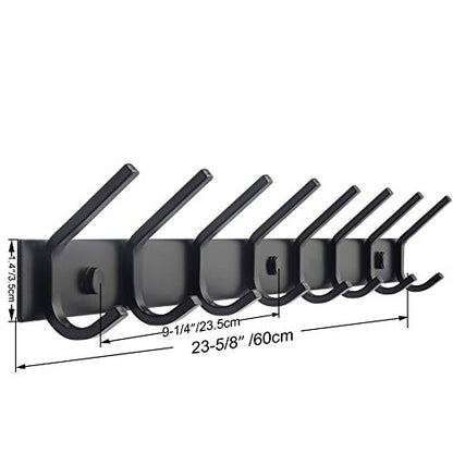 WEBI Coat Rack Wall Mounted,24 Inch 8 Hooks for Hanging Coats,Hook Rack Hook Rail Coat Hanger Wall Mount for Backpack,Clothes,Jacket,Black,2 Packs - size: 8 Hooks(2 Pcs)