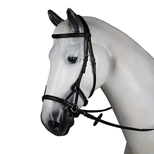 HORZE Denver Soft Leather English Side Pull Bitless Bridle for Horses | Web Reins Included - size: Cob
