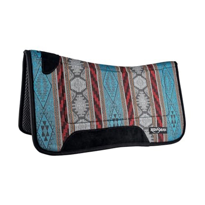 Reinsman Square Contour Trail Pad with Breathable Non-Slip Tacky Too Bottom - Durable Shock-Absorbing Stain & UV Resistant Horse Saddle Pad with Spine Relief Channel - 32" L x 32" D, Diablo Teal