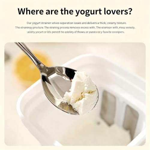 Premium Greek yogurt strainer with lid, 80-mesh stainless steel sieve
