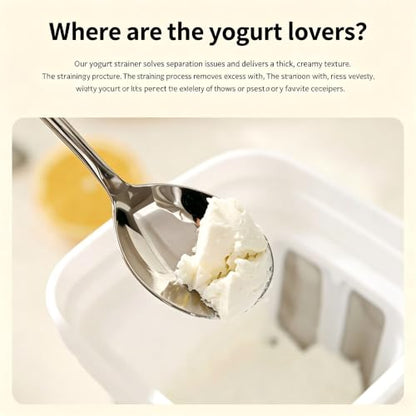 Premium Greek yogurt strainer with lid, 80-mesh stainless steel sieve