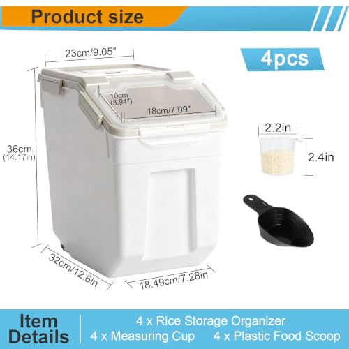 RUIAN Flour Storage Container 50lb Airtight Food Storage Bin(Gray,4pcs) - color: Gray,4pcs,50lb
