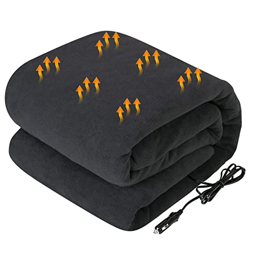 Westinghouse Heated Car Blanket, Machine Washable, 59" x 43", Charcoal - color: Charcoal