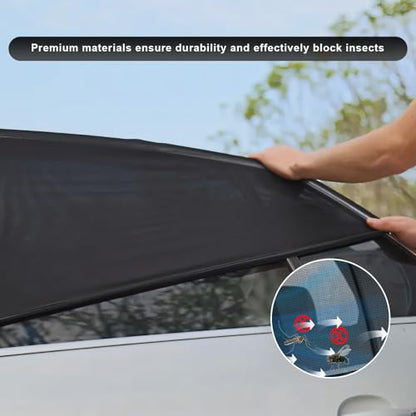 2 PCS Car Window Shades, Double-Layer Automotive Front Side Window Sunshade Blocks UV Rays & Sun Glare, Breathable Mesh Screen Stretch Sun Protection Cover for Most SUVs - color: Car Front, 2 PCS