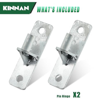 KINNAN 2 Pack Wall Mount Gate Hinges, Heavy Duty Gate Hinge for Farm Gate, Flat Back Farm Gate Hinge with 5/8" Pin, Chain Link Fence Parts, Galvanized Steel (Screws Not Included)