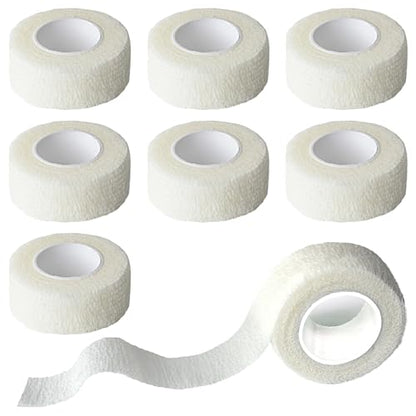 8 Pack 1 in x 5 Yards Cohesive Wrap Self Adhesive Bandage Wrap Elastic Self Adherent Wrap Self Stick Vet Tape for Athletic, Wrist, Ankle, Knees, Pets (White) - color: White, size: 1 Inch