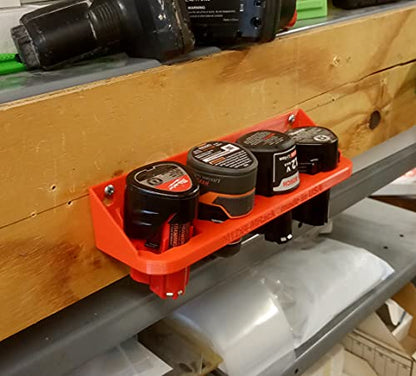 Made by Mitchell M12 Battery Holder for Milwaukee Makita Bosch RIDGID Mount Wall Rack 12V 4 Slot M12 BAT414 BL1014 USA PN M12x4-MRack - color: Red, size: 4 Slot