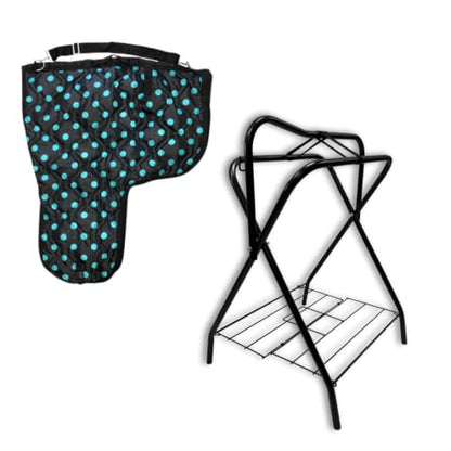 AJ Tack Saddle Rack and Carrier Bundle, Steel, 420D, 38x33 Navy Blue - color: Navy Blue