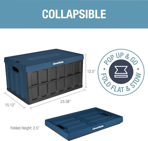 CleverMade Collapsible Storage Bins With Lids, 62L 3 Pack, 100 lb, Ocean - color: Ocean, size: 62L - 3 Pack