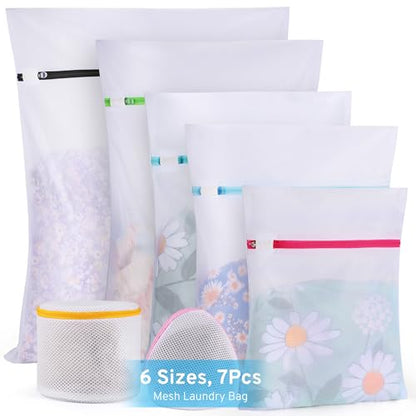 Ultimate 7 Pack 6 Size Mesh Laundry Bags Set for Delicates with AUTO-Lock Zipper, Lingerie Bags for Washing Delicates, Laundry Bags Mesh Wash Bags, Delicates Laundry Bag for Jeans,Blouse,Stocking,Bra | Laundry Bags Mesh Wash Bags Set, 6 Sizes, Durable Bre