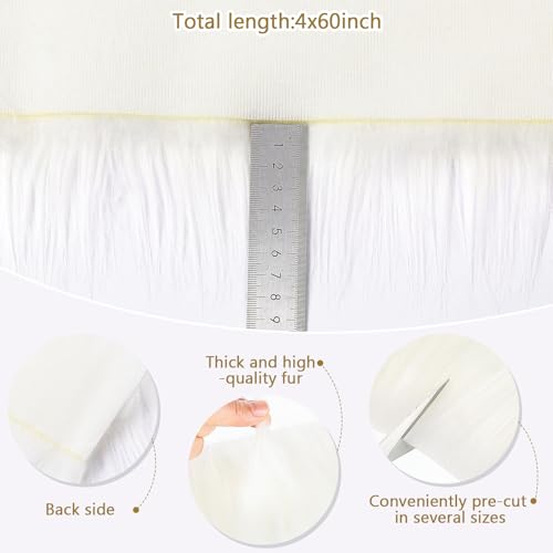 Tatuo 4 X 60 Inch White Fake Fur Fabric for Crafts Sewing DIY - color: White, size: 4 x 60 Inch
