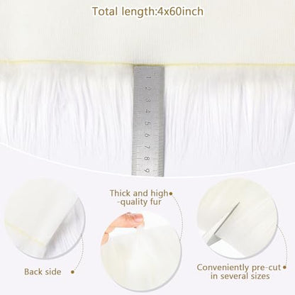 Tatuo 4 X 60 Inch White Fake Fur Fabric for Crafts Sewing DIY - color: White, size: 4 x 60 Inch