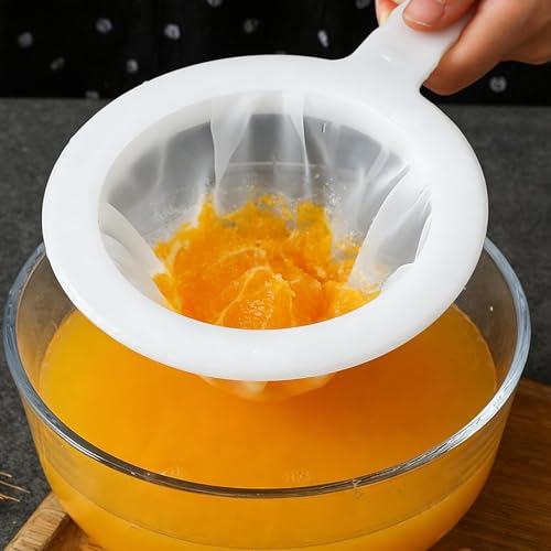 Fine Mesh Strainer with Handle, Nylon Filter Sieve for Kitchen Use, Ideal for Coffee Soy Milk Yogurt Juice Filtering (200Mesh-3PCS) - size: 200Mesh-3PCS