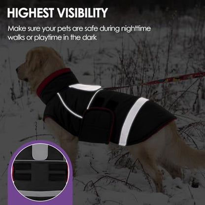Large Dog Coat, Dog Jacket for Winter, Warm Pet Winter Coat - color: Black, size: X-Large
