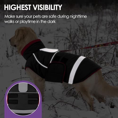 Dog Coat, XXXL Dog Winter Jacket, Reflective Warm Snow Jacket - color: Black, size: XXX-Large