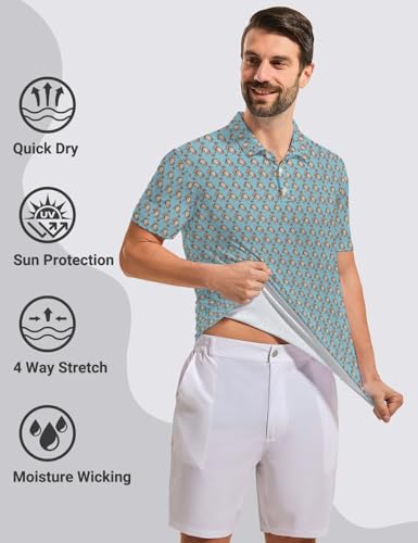 Funny Golf Shirts for Men, Quick Dry Moisture Wicking Polo Shirts - color: Breakfast Balls1, size: Medium