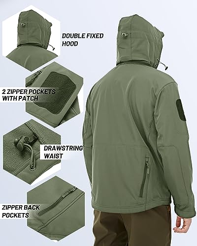 TACVASEN Men's Tactical Softshell Jacket Winter Soft Warm Fleece Lined - color: Army Green, size: Small