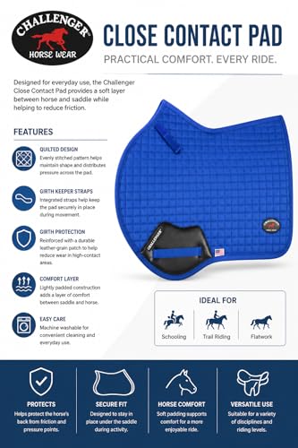 Horse Contoured English Quilted Lightweight All-Purpose Saddle Pad 72TS34 - color: Blue