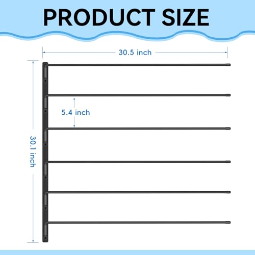 2 Pack Heavy Duty Saddle Pad Rack, Wall Mount Horse Blanket Holder | 180° Swing-Out Horse Blanket Rack with 6 Well-Spaced Arms, Wall-Mounted Saddle Pad Storage for Stable, Garage & Tack Room