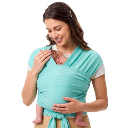 Momcozy Baby Wrap Carrier, Easy-On 2-Piece Design, Newborn to 33 lb - color: Lake Blue