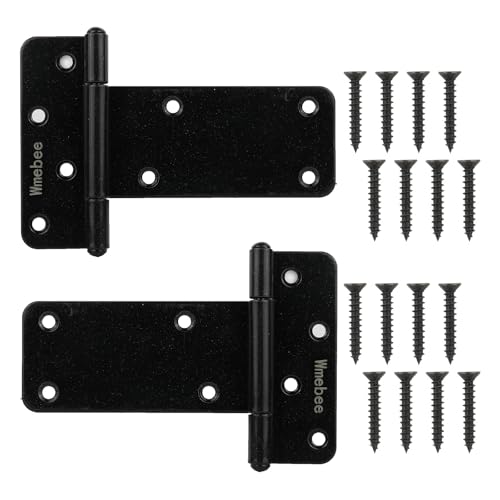 2 Pack 5in T-Strap Shed Door Hinges,260 Lbs Capacity, Heavy Duty - color: Black, size: 5 in -2 pcs