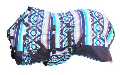 Challenger Horse 1200D Turnout Waterproof Fleece Lined Medium Winter Blanket Serape 3B100LG - color: Brown Serape, size: 68 inches