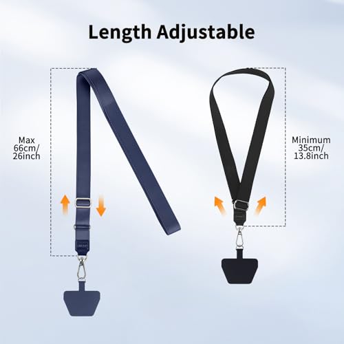 CACOE Phone Lanyard, Black+Dark Blue, 2 Pcs - color: Black+dark Blue, size: 21.65"