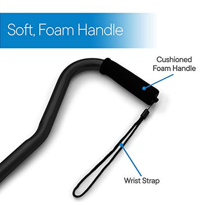 RMS Folding Cane with Offset Foam Handle, Adjustable Walking Stick (Black) - color: Black