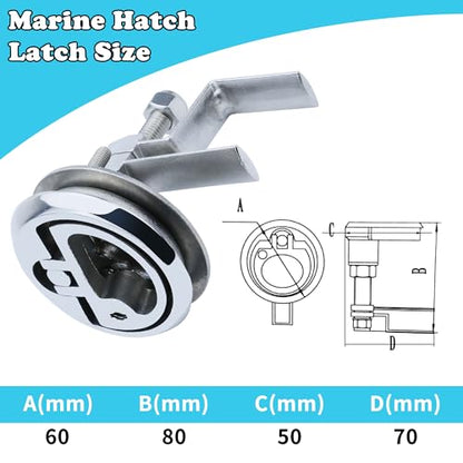 Boat Cam Latch Stainless Steel 316 Marine Hatch Cam Latch Style, Flush Pull Mount Includes Installation Screws Marine Hatch Deck Hardware Ideal for Ships, Yachts, RVs 1 Pcs/2Pcs/Lock/Non-Lock - size: 2Pcs,Lock
