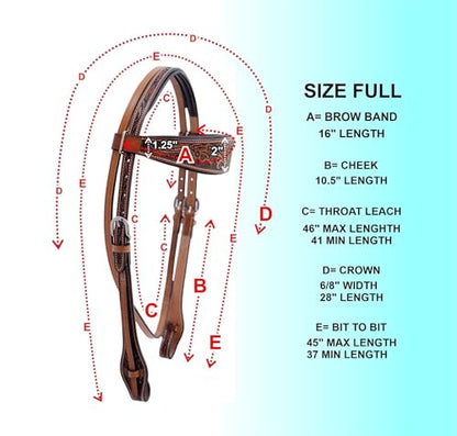 Majestic Ally Tooled Leather Western Headstall & Breast Collar Set – Handcrafted Leather, Classic Western Tack, Multiple Styles & Designs - style: 0986-NAT