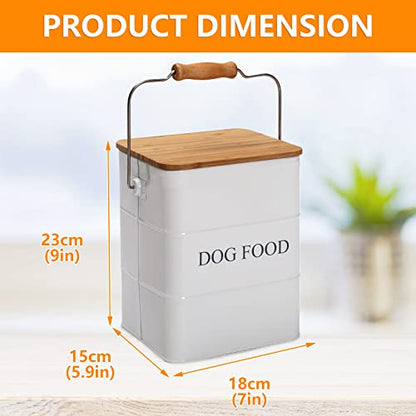 Farmhouse Dog Food Storage Container,6L Dog Food Canisters,Pet food Container Hold 5~6lbs Dog Food Treats,Airtight Dog Puppy food Storage with Lid and Scoop,Kibble Container Countertop-White… - color: green