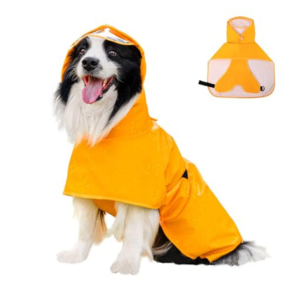Dog Raincoat,Dog Rain Jacket Poncho with Hood and Leash Hole(Yellow,M) | Windproof,Waterproof,Leash Loop,Adjustable - color: Neon Yellow, size: M(11-16lbs)
