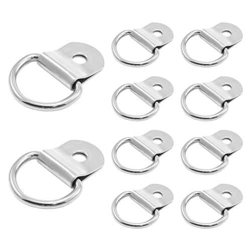 10 PCS Small Steel D-Ring Tie Downs, Rustproof Anchor Lashing Rings Tie Down Hooks for Cargo Securing, Heavy Duty D Ring Hooks Kit for Trailer Camper Warehouse Boat (Silver) - color: Silver