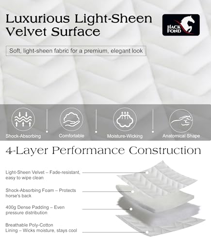All Purpose Saddle Pad for Horses Wither Relief English Saddle Pad | Contoured Wither Relief w/ Cushioned Padding, Secure Girth Loops & Two-Tone Trim, Ideal for Training, English Riding&Jumping - color: White