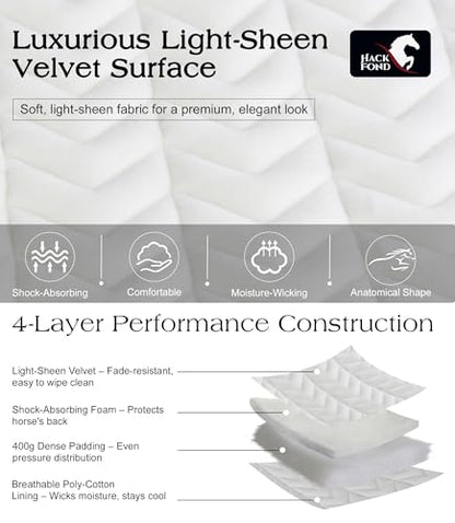All Purpose Saddle Pad for Horses Wither Relief English Saddle Pad | Contoured Wither Relief w/ Cushioned Padding, Secure Girth Loops & Two-Tone Trim, Ideal for Training, English Riding&Jumping - color: White