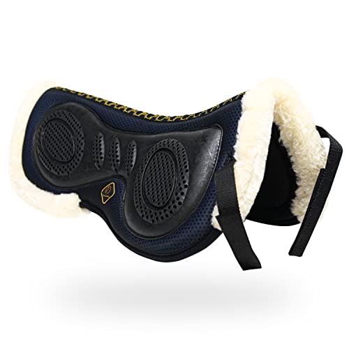 3D Air-Mesh Half Pad, Impact Protection & Therapeutic Gel Padding English Saddle for Maximum Support and Stability, Best for Horses Under Saddle, Dressage, Jumping & Training - color: 3d Air-mesh Fleece (Dark Blue)