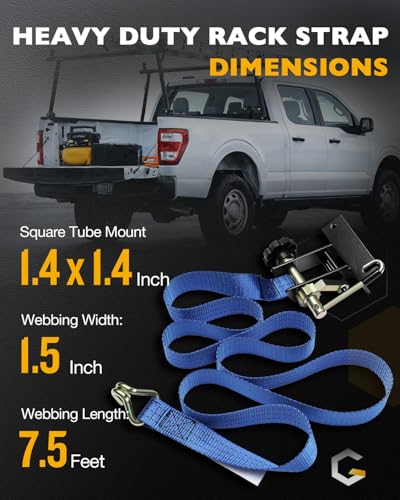 Ladder Rack Ratchet Straps, Truck Rack Straps, 1.4" Black Square Tube Mount - color: Blue (4 pcs), size: Black Square Tube