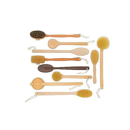 REDECKER Beechwood Bath and Shower Brush - Boar Bristle Back Brush Shower - 17-3/4 inch Handle for Hard-to-Reach Areas - Natural Pig Bristle Fibers Remove Dead Skin - Long Handled Bristle Shower Brush - size: 17-3/4-Inches