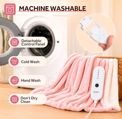 Electric Throw Blanket, Flannel Sherpa, 50"x60", Pink - color: Pink, size: Throw-50"x60"