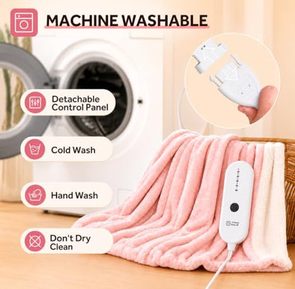 Electric Throw Blanket, Flannel Sherpa, 50"x60", Pink - color: Pink, size: Throw-50"x60"
