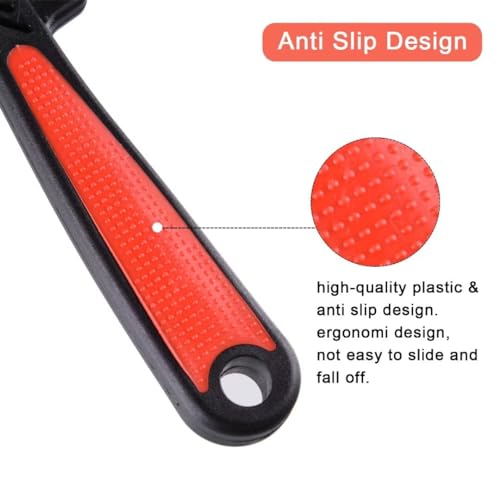 2 Pieces Fine Tooth and Wide Tooth Dog Grooming Comb - Rubber Handle Hair Comb for Small Dogs & Cats with Flea and Tick Removal (2PCS, Black Red)