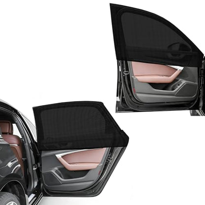 4 PCS Car Window Shades, Breathable Mesh Vehicle Front Rear Side Windows Sunshade Curtain for UV Protection, Stretchy Heat Block Window Screen Covers for Most Cars - color: Car-4pcs