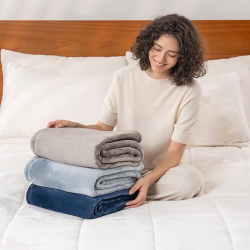 Berkshire Blanket Classic VelvetLoft® Solid Throw Blanket, Lightweight Soft Fuzzy Plush Throw Blanket for Bed and Couch, Dress Blues, 50x60 Inches - color: Dress Blues, size: Throw/Throw XL