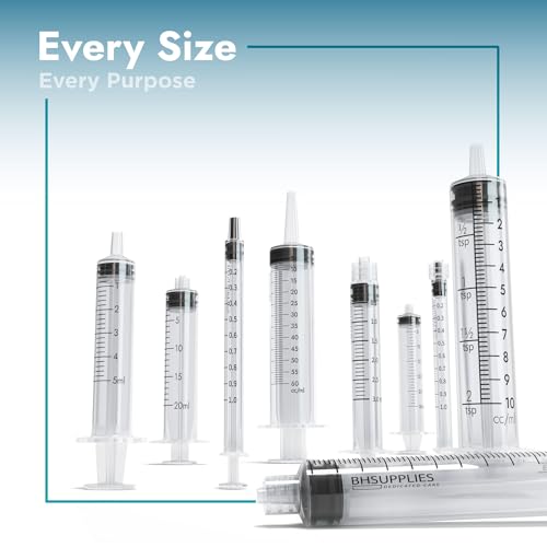BH Supplies 10ml Luer Lock Tip Syringes (No Needle) - Sterile, Individually Wrapped - 100 Syringes