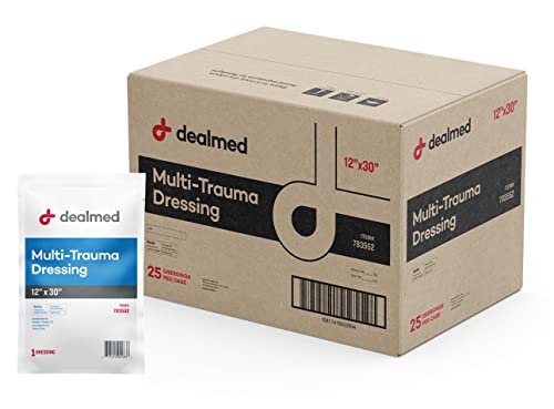 Dealmed Multi-Trauma Dressing - 12" x 30" Sterile Emergency Pad - 25 Count - size: Case of 25, style: 12" x 30"
