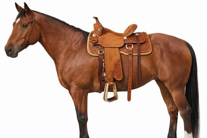 CHALLENGER Horse Saddle Stirrups Western Wide Rawhide Covered Angled Roper Saddle 51174W