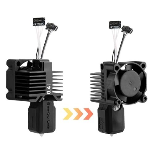 Bambou LAB P1P, P1S Hotend Complete Kit for P1 Series 3D Printer,Full Assembly Hardened Steel Hot End with Fan,Thermistor, Ceramic Heater, 0.4mm Nozzle Extruder Heating Block Replacement.