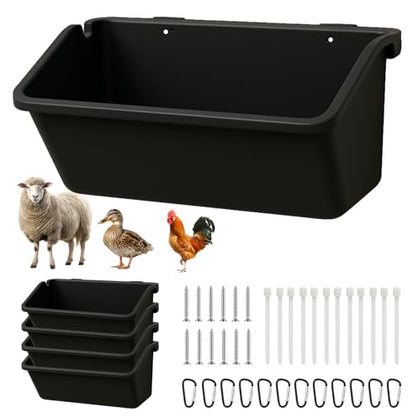 4-Pack 5 Qt Hanging Goat Feeders and Mineral Troughs for Fences - color: 4 Pack