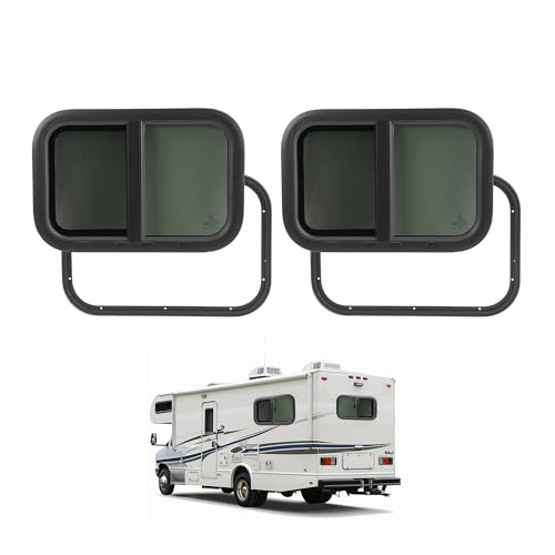 Wutist 2 Pack Horizontal RV Windows 21" W x 14" H w/Mesh Screen & Trim Ring - size: 2Pcs